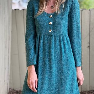 steve fabrikant blue beautiful wool/rayon dress. size small